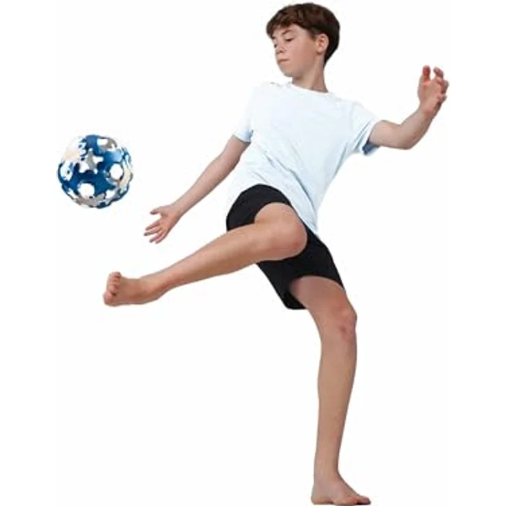 BINABO Click & Kick, Konstruktionsspielzeug Fußball-Set, flexibel, blau-weiß, ideal für Freestyle-Tricks – Bild 1