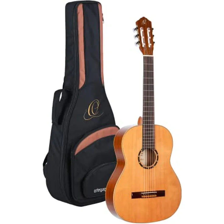 Ortega Guitars Family Series Konzertgitarre – ¾ Gitarre für Kinder – Zeder und Mahagoni mit Hochglanz Finish, Natur – Inklusive Gigbag (R122G-3/4)