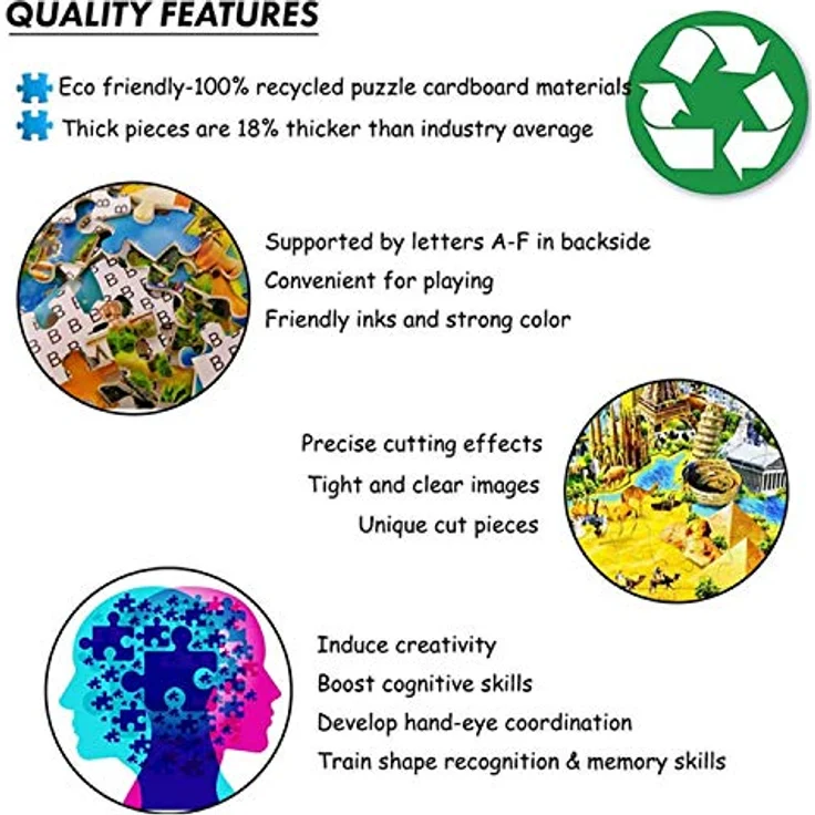 AveJoys Puzzle 1000 Teile Erwachsene Welt-Wahrzeichen, 70 x 50 cm, hochwertiges recycelbares Material, pädagogisches Spielzeug für Erwachsene und Kinder ab 8 Jahren – Bild 2