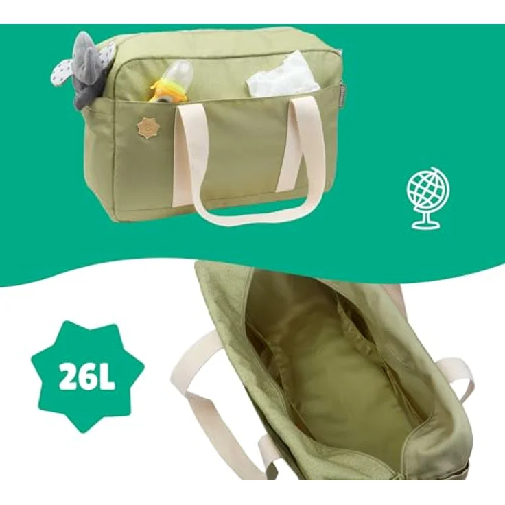 Badabulle Wickeltasche Bowling Olive - Großes Fassungsvermögen von 20L, inklusive Wickelauflage – Bild 4