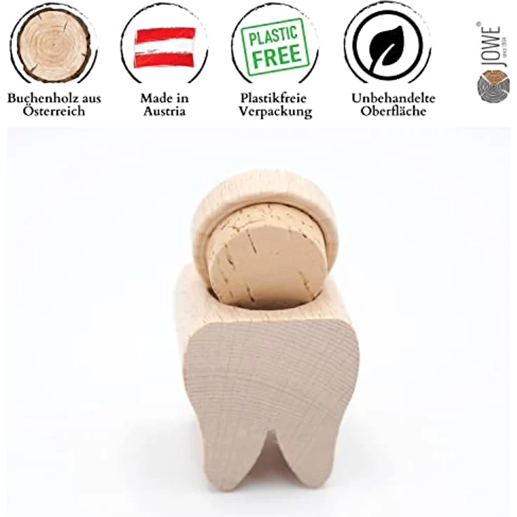 Zahndose aus Holz - Milchzahndose in Zahnform - Zahnbox aus Buche made in Austria – Bild 4