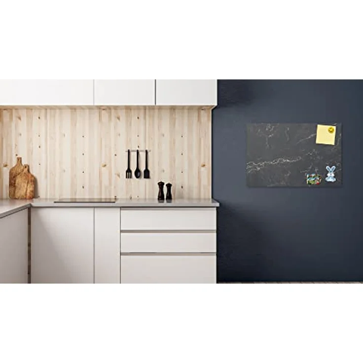 ALLboards Metallische Magnettafel SCHWARZER MARMOR 60x40cm, Memoboard mit 3D-Effekt und 10 farbigen Magneten – Bild 2
