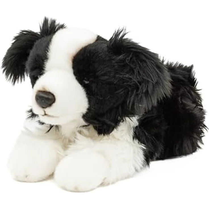Teddys Rothenburg Kuscheltier Hund Border Collie 30 cm liegend schwarz/weiß Plüschhund Plüschtier – Bild 1
