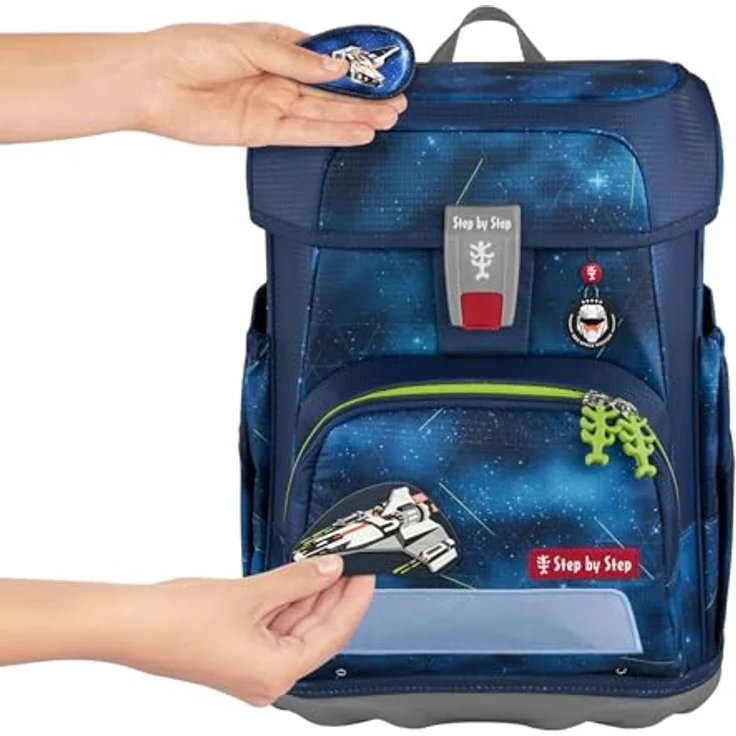 Step by Step Schulranzen-Set Cloud „Starship Galactus“, 5-teilig, ergonomischer Tornister mit Reflektoren, höhenverstellbar, blaue Farbe, 19L, für Jungen ab der 1. Klasse – Bild 3