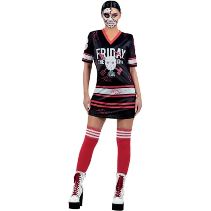 Smiffys Freitag der 13. Jason Hockey Kleid für Frauen (M) - Offiziell lizenziertes Kostüm, gruseliges Design für Halloween – Bild 1