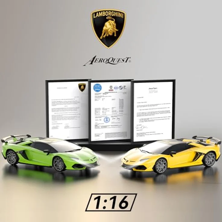 AEROQUEST 1:16 Lamborghini SVJ Roadster, ferngesteuertes Auto mit 2.4GHz Fernbedienung, wiederaufladbaren Akkus und umweltfreundlichem Material, grün – Bild 2
