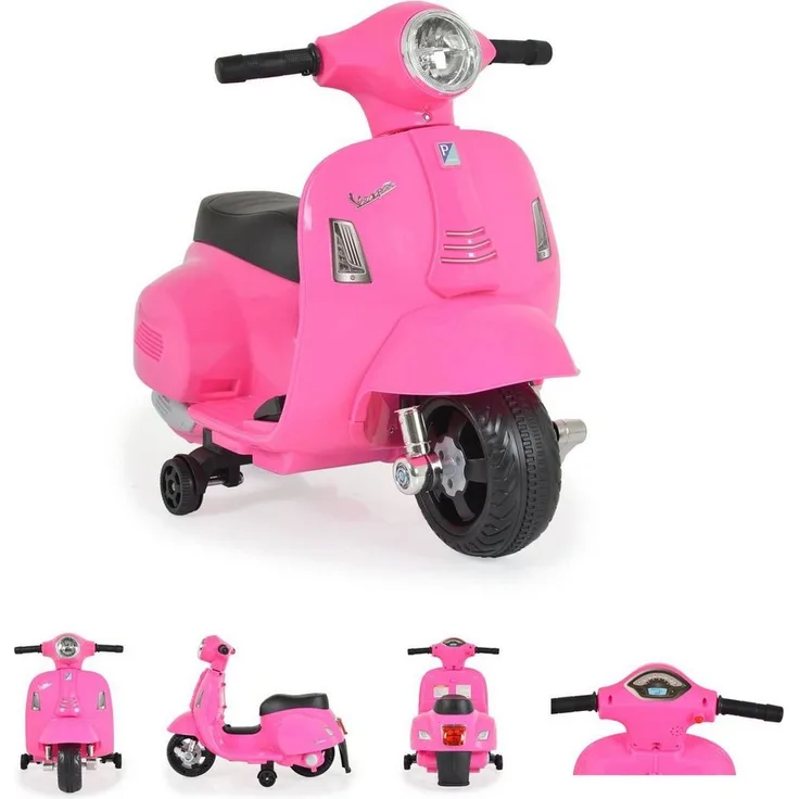 Moni Elektro-Kindermotorrad Kinder Elektromotorrad Vespa GTS Super Sport, Belastbarkeit 25 kg, Frontleuchten, Hupe
