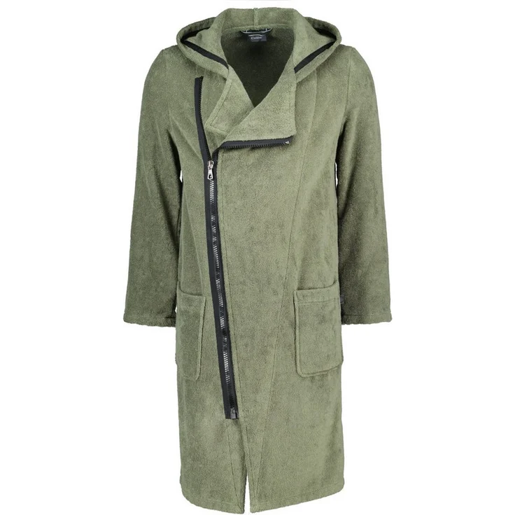 Cawö Herrenbademantel New Zipper 6516 Kapuze Frottier, 100% Baumwolle, Schwarz – Bild 1