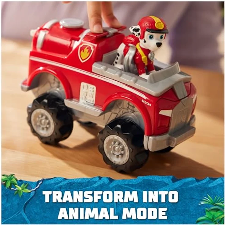 Spin Master Paw Patrol Spielzeug-Auto Jungle Pups, Marshall Offroad-Fahrzeug mit  ausklappbarer Rettungsleiter und Lichtleiste – Bild 4