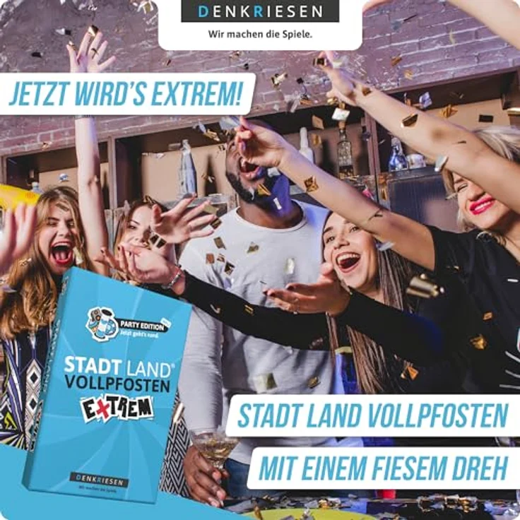 DENKRIESEN Stadt Land VOLLPFOSTEN® Extrem – Party Edition, Brettspiel für 2-6 Spieler, ab 12 Jahren, actionreiche Spielzeit von 30-60 Minuten – Bild 2