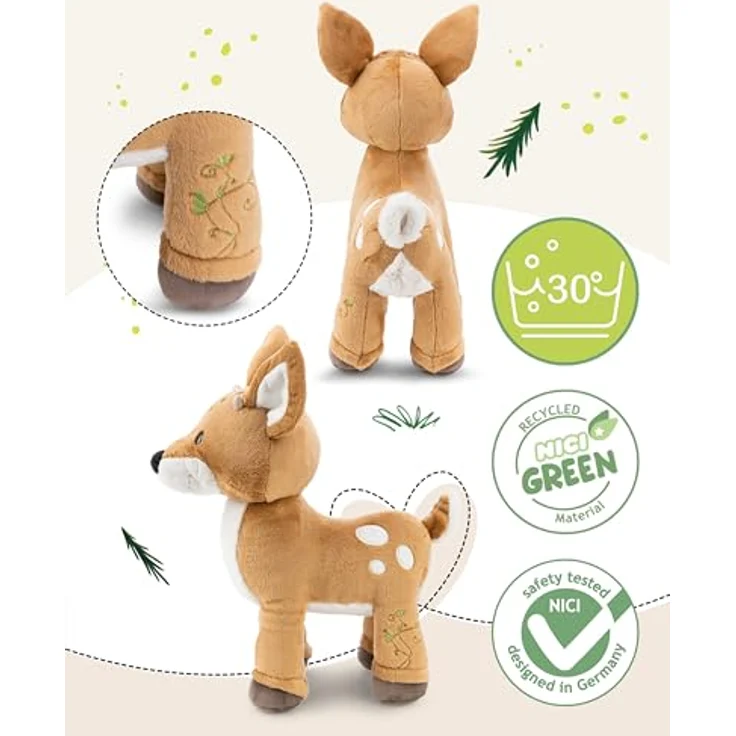 NICI Kuscheltier Rehbock René Roebuck, 37 cm, braun, weiches Plüschtier mit recyceltem Material – ideales Geschenk für Kinder & Erwachsene – 62278 – Bild 3