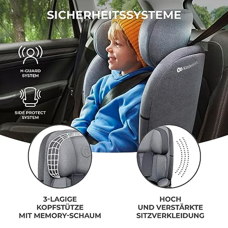 KinderKraft Oneto3, Kindersitz ECE R129/i-Size für Kinder von 76 bis 150 cm, mit Side Protect und H-Guard System, komfortabler Sitz – Bild 6
