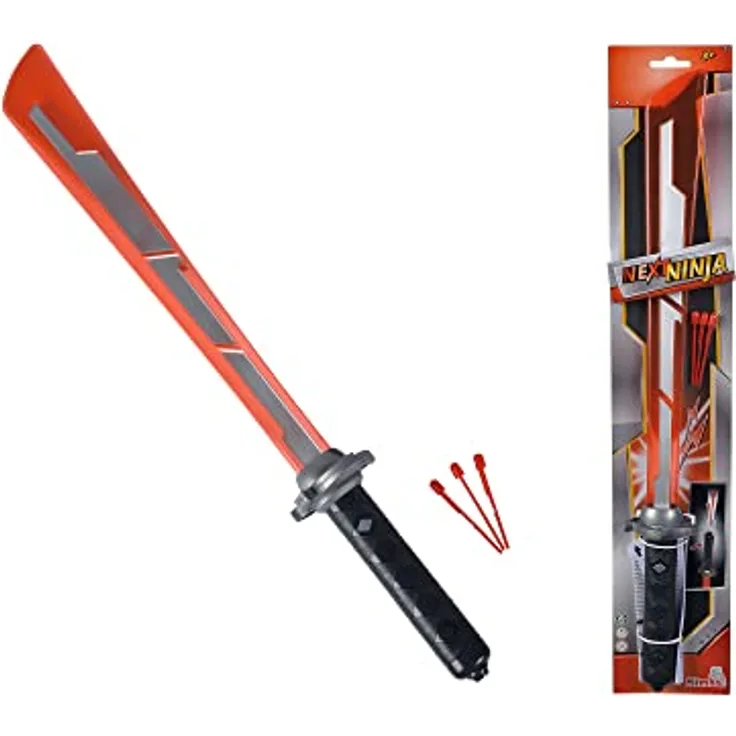 Simba 108042586 Next Ninja Schwert, rot, mit Licht und Sound, Schussfunktion, 3Pfeile, 60cm, ab 3 Jahre, Mehrfarbig, Large