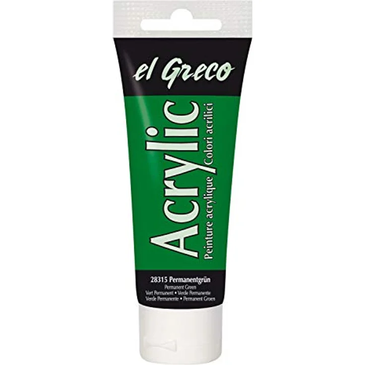 KREUL El Greco Acrylic 75 ml Tube, hochpigmentierte Acrylfarbe in permanentgrün, buttrig vermalbar, für pastose Malerei – Bild 1