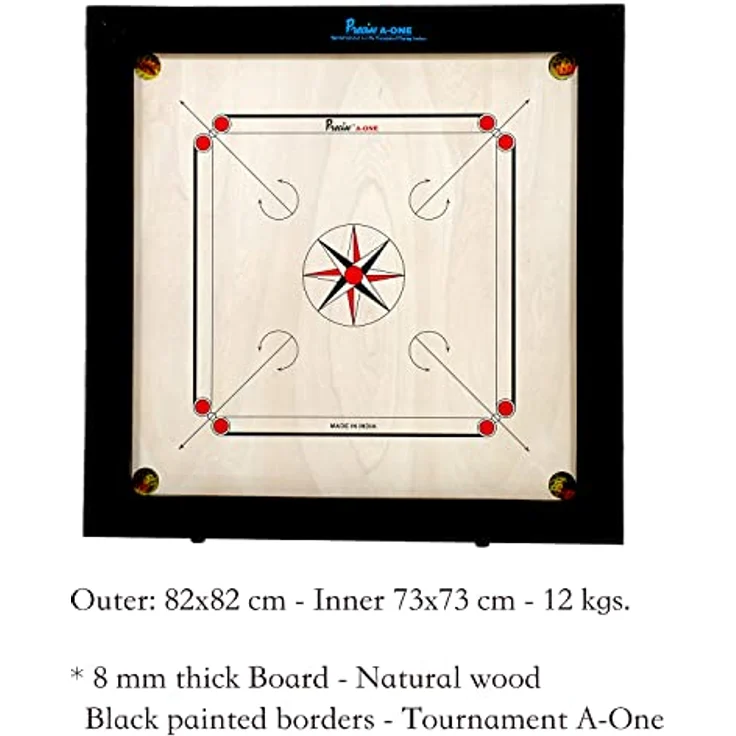 DOCTOR SPORT Carrom international Turnier Brett - A-One - 8mm Naturel Birch A Grade Holz Spielbrett - 12 kgs. - 74x74 cm - Outer 83x83 cm – Bild 5