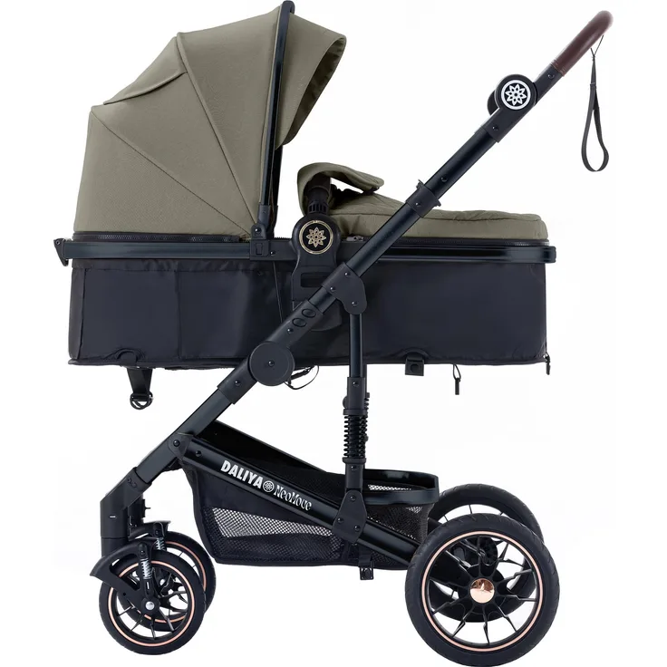 Daliya® NEOMOVE 2in1 Kombikinderwagen & Buggy, leicht und kompakt mit atmungsaktiven Materialien, Schwarz-Braun