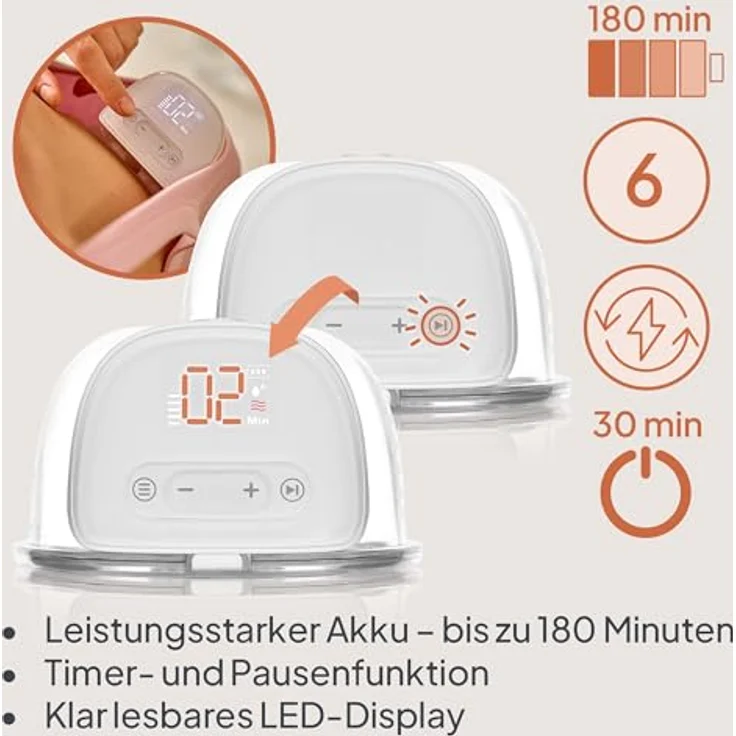 Lionelo Fidi Free Lumi, elektrische Milchpumpe aus Silikon mit einfacher Reinigung und leisem Betrieb – Bild 7