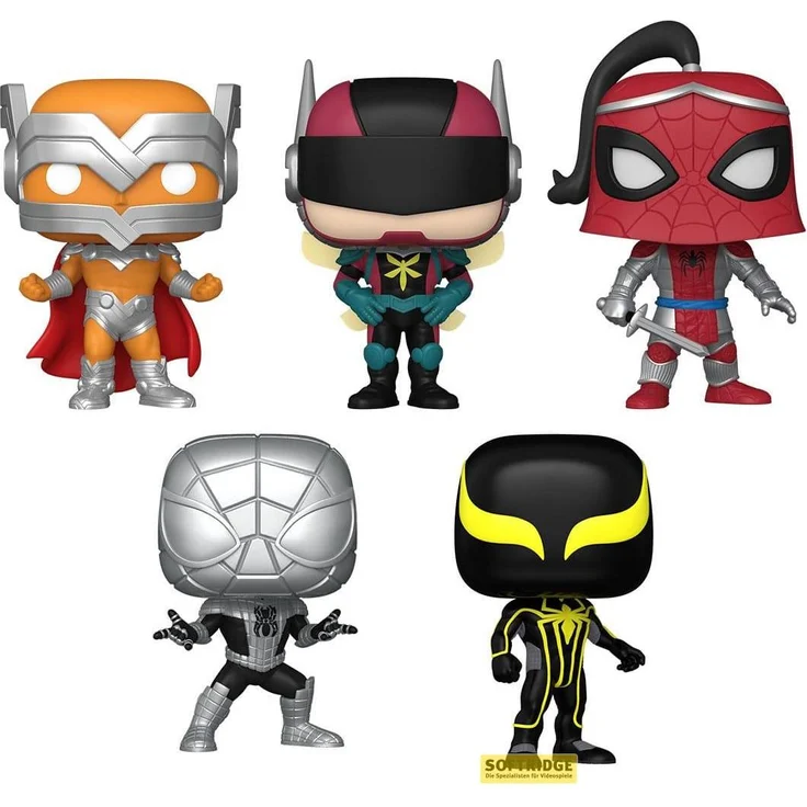 Funko Marvel pack 5 figurines POP! Vinyl Year of the Spider Special Edition 9 cm, Amazon-exklusives 5er-Pack mit Prodigy, The Hornet, Prince of Arachne, Spider-Armor MK I und II, ca. 5 cm groß – Bild 1