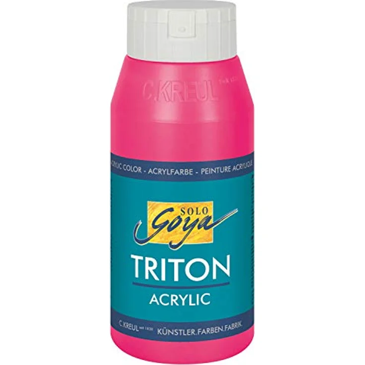 Kreul Solo Goya Triton Acrylfarbe fluoreszierend pink, 750 ml Flasche, schnell matt trocknend, Wasserbasis, hohe Farbintensität, vielseitig einsetzbar – Bild 1