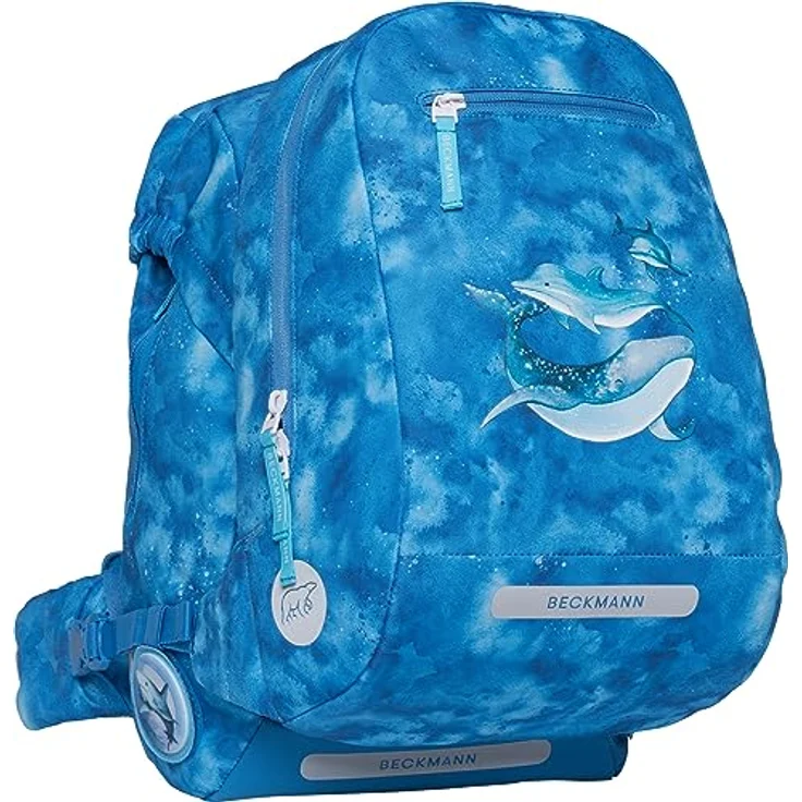Beckmann Schulranzen Classic, 6tlg. Set mit Sportrucksack, Federmäppchen, Schlamperrolle und Buttons, blau – Bild 8