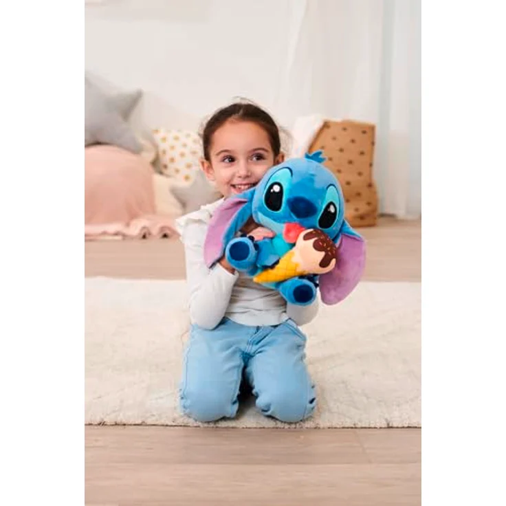 Simba Lilo & Stitch Stitch mit Eiswaffel, 25 cm großer Teddybär aus hochwertigem Plüsch, blau – Bild 5