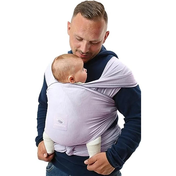 manduca Sling Tragetuch > < Elastisches Babytragetuch aus Bio-Baumwolle (Jersey-Strickstoff/ohne Elastan) stabil und kuschelweich für Neugeborene & Babys ab Geburt (5.10x0.60 m) (Lavender) – Bild 2