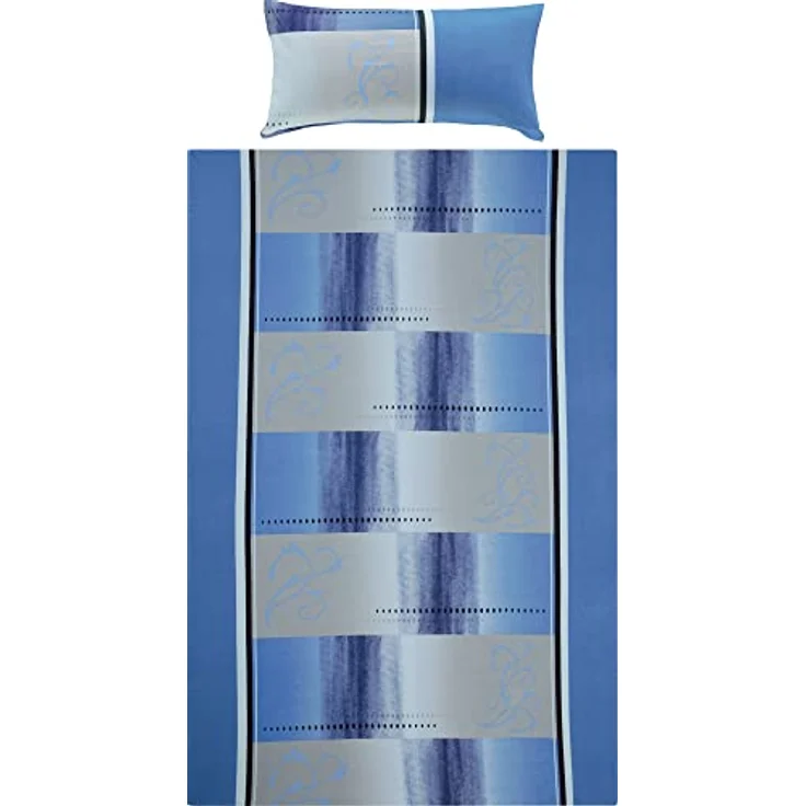 Erwin Müller Bettwäsche, Bettgarnitur Single-Jersey blau Größe 135x200 cm (40x80 cm) - anschmiegsame Qualität, bügelfrei, pflegeleicht, mit praktischem Reißverschluss (weitere Größen) – Bild 1