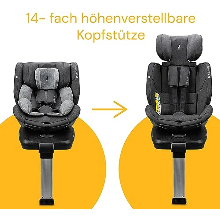 Osann Autokindersitz Eno360 SL i-Size, 360° drehbarer Reboarder Kindersitz Isofix, ab Geburt bis 12 Jahre, 40-150 cm, Baby Autositz, grau – Bild 6