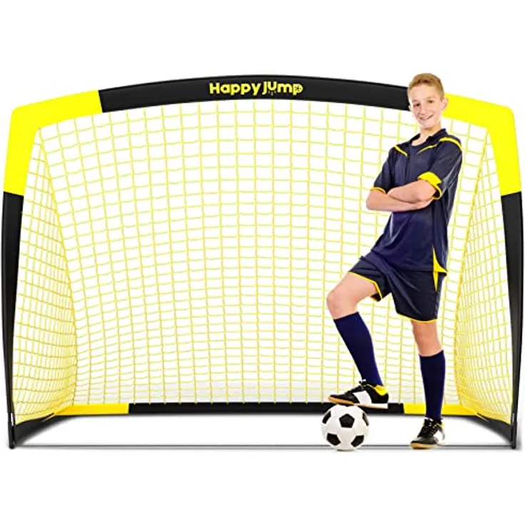 Happy Jump Fussballtor Pop Up Fussballtore für Kinder Garten Fussball Tor Football Ball Tore x1 (5'x3'6", schwarz+gelb)