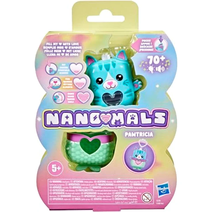 Nano-Mals Pawtricia, elektronisches Fidget-Tierchen in Blau mit farbwechselnder Herzanzeige, interaktiven Geräuschen und ansteckbarem Outfit – Bild 3