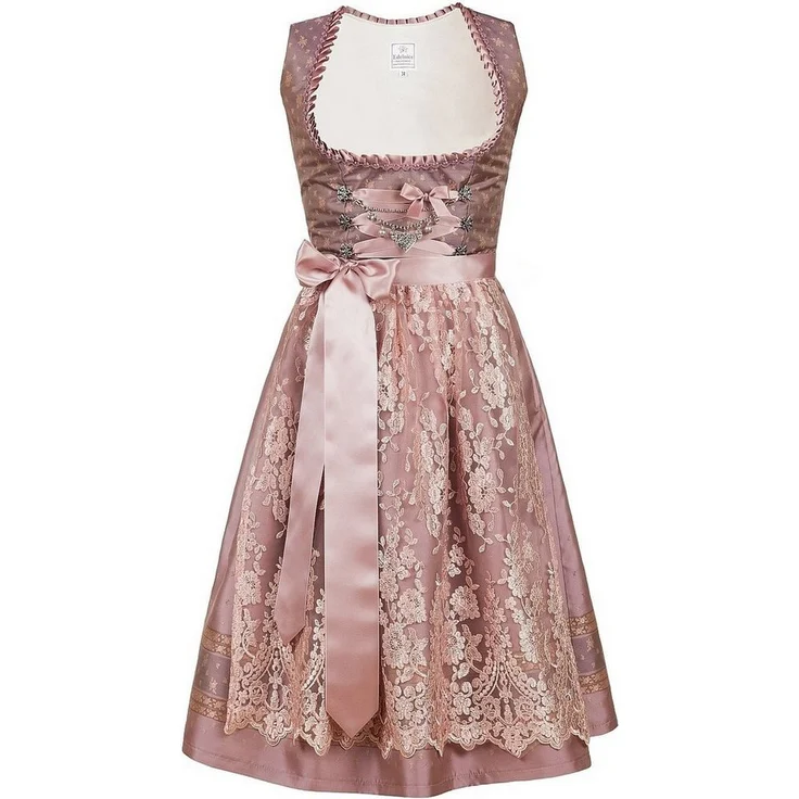 Edelnice Dirndl Madeleine, gold-rosé Trachtenkleid mit handgearbeiteten Rüschen – Bild 1