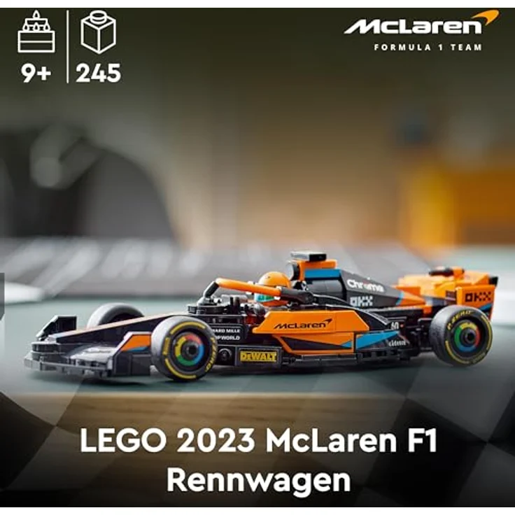 LEGO Speed Champions McLaren Formel 1 Rennwagen 2023, Spielzeug für Kinder ab 9 Jahren, baubares Fahrzeugmodell, Schwarz/Orange – Bild 2
