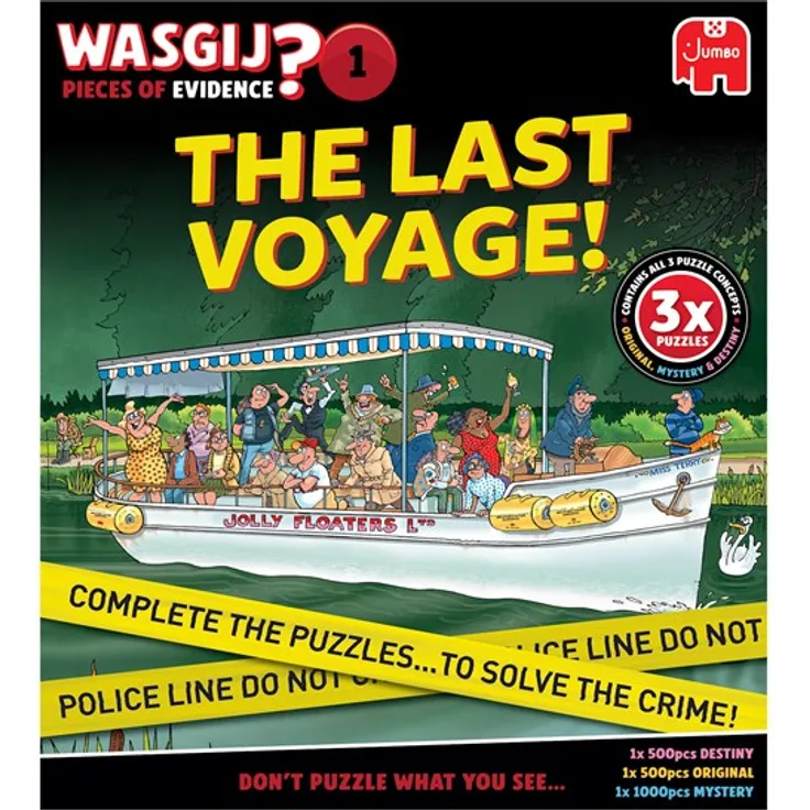 Wasgij Pieces Of Evidence - The Last Voyage! Puzzle-Set, 2x500 Teile & 1x1000 Teile, inklusive Recherchehinweisen und Fallakten