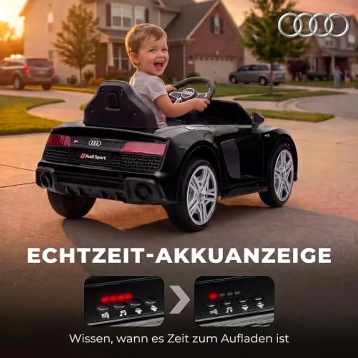 AIYAPLAY Audi R8 Spyder Elektro Kinderauto 12V mit Fernbedienung, Lithium-Akku, sanftem Anfahren und Hinterradfederung – Bild 7