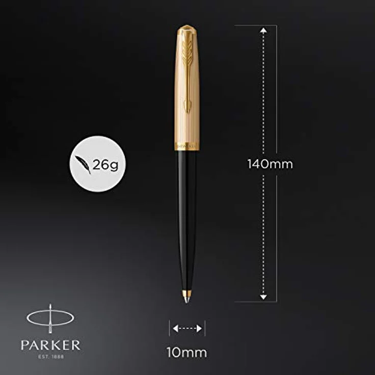 Parker 51 G.C. M, Kugelschreiber mit verdeckter Feder und Gold-Finish, schwarz/gold – Bild 3