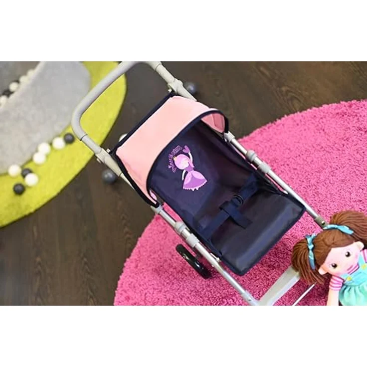 Knorrtoys 16842 Puppenbuggy Liba, höhenverstellbar mit verstellbarem Verdeck, Princess Blue, für Puppen bis 46 cm – Bild 4