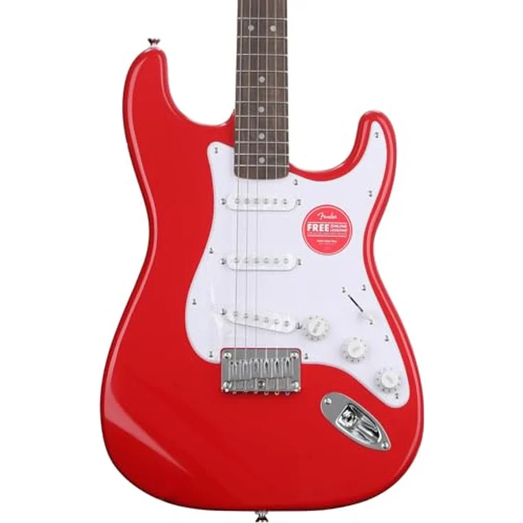 Fender Squier Sonic Stratocaster HT IL, elektrische Gitarre mit Squier Single-Coil-Tonabnehmern, 6-Sattel-Hardtail-Brücke, roter Korpus – Bild 4
