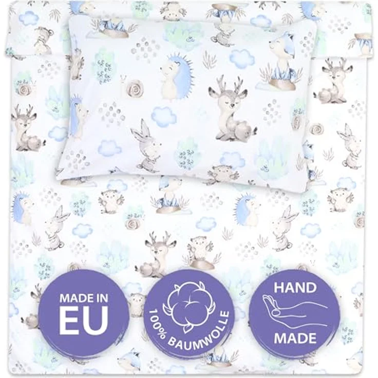 Totsy Baby Kinderbettwäsche Set, 100x135 cm, Oeko-Tex, wendbar, Baumwolle, inkl. Kissenbezug 40x60 cm, für Jungen und Mädchen – Bild 1