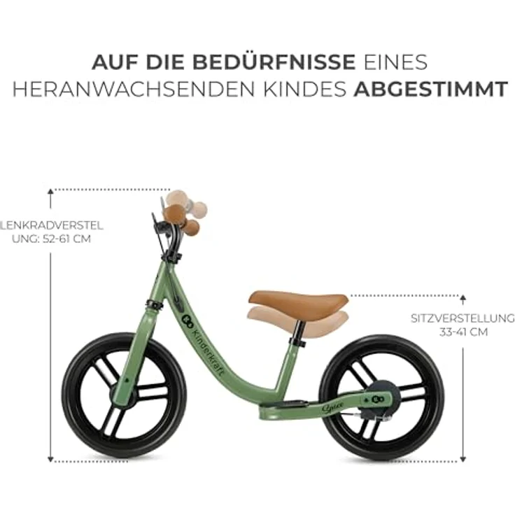 kk Kinderkraft SPACE2 Laufrad, Kinderlaufrad mit Höhenverstellbarem Sattel, 12 Zoll Räder, Metall, ab 2 Jahre, Modernes Design – Bild 4