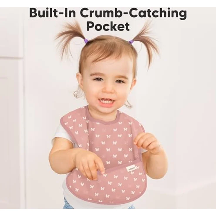 KeaBabies Presto Lätzchen Baby 3er-Pack, Wasserdicht mit Auffangschale, Schmutzabweisend, Abwaschbar, für Jungen und Mädchen (Butterflies) – Bild 5