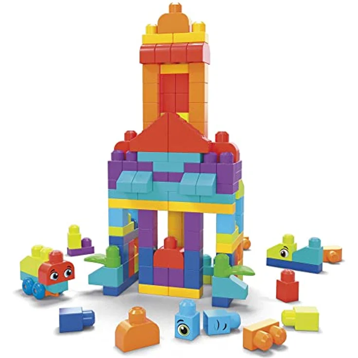 MEGA HHM96 - MEGA BLOKS Bausteinebeutel Deluxe, 150 große und farbenfrohe Bausteine mit einer Aufbewahrungstasche, Konstruktionsspielzeug, Spielzeug-Geschenkset für Kinder ab 1 Jahr – Bild 6