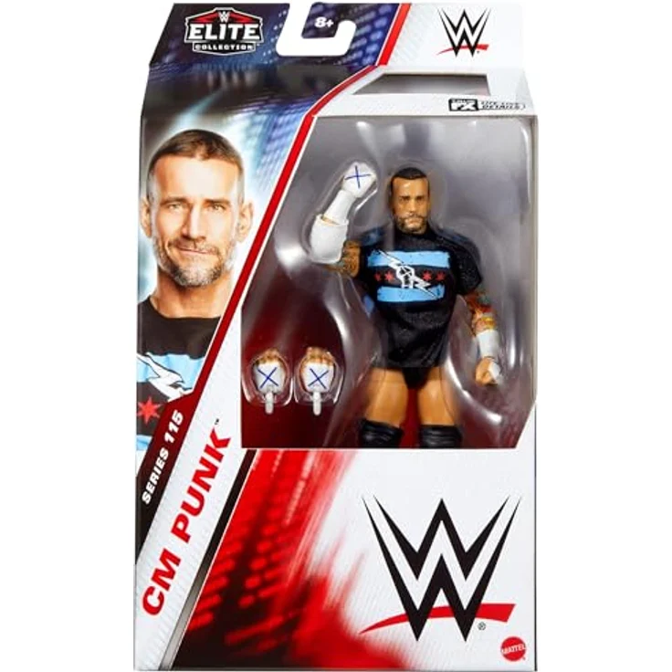 Mattel WWE Elite Actionfigur CM Punk, Serie #115, ca. 15 cm groß, mit 25 Bewegungspunkten und austauschbaren Händen, mehrfarbig – Bild 2