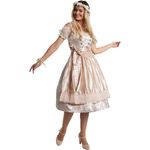dressforfun Dirndl Frauenkostüm Midi-Dirndl Traunstein Modell 2, elegantes Dirndl mit feiner Schnürung und Strasssteinen in Beige/Silber
