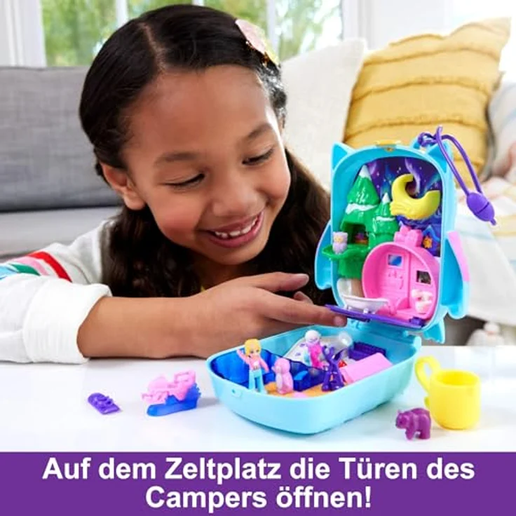 Polly Pocket Pyjamaparty Schnee-Eule, Spielset mit Farbwechseleffekt, 12 Zubehörteilen und Trageriemen für unterwegs, für Kinder ab 4 Jahren, HKV37 – Bild 5