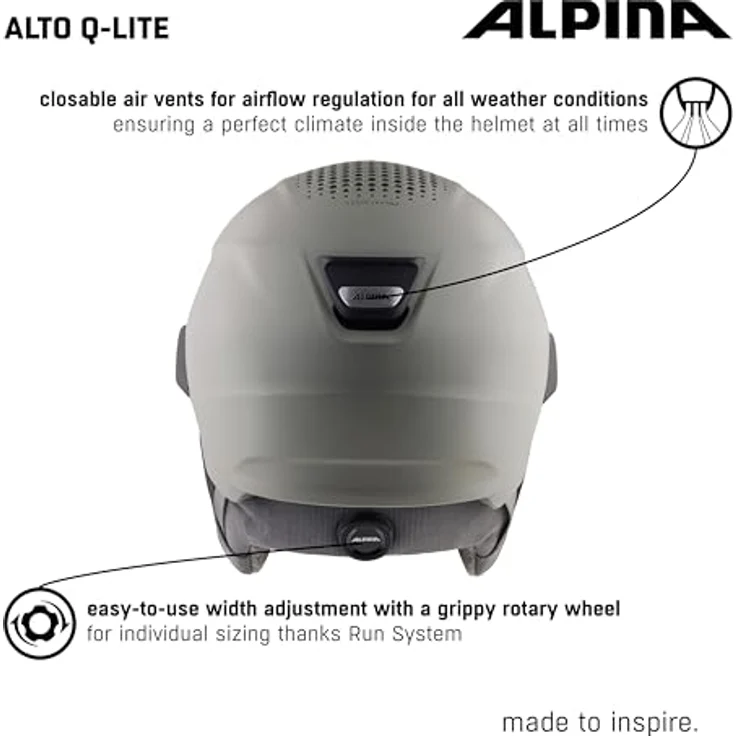 Alpina Unisex-Erwachsene Alto Q-LITE Skihelm, Moon-Grey matt (Gold Mirror), 51-55 – Bild 5