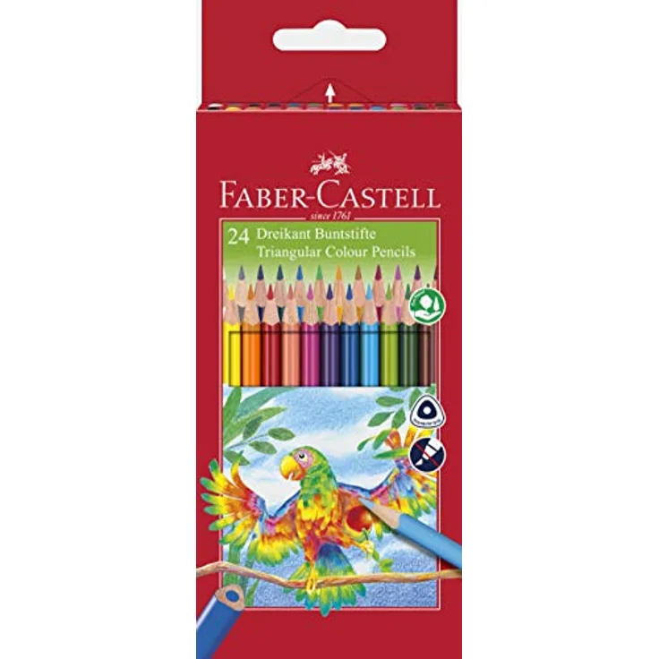 Faber-Castell 116544 - Farbstifte Dreikantform, 24er Kartonetui