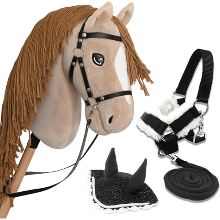 Hobby Horse Land Perlino A3 – Steckenpferd mit Trense, Set Schwarz, langlebige Materialien, geprüft nach EU-Sicherheitsnormen – Bild 1