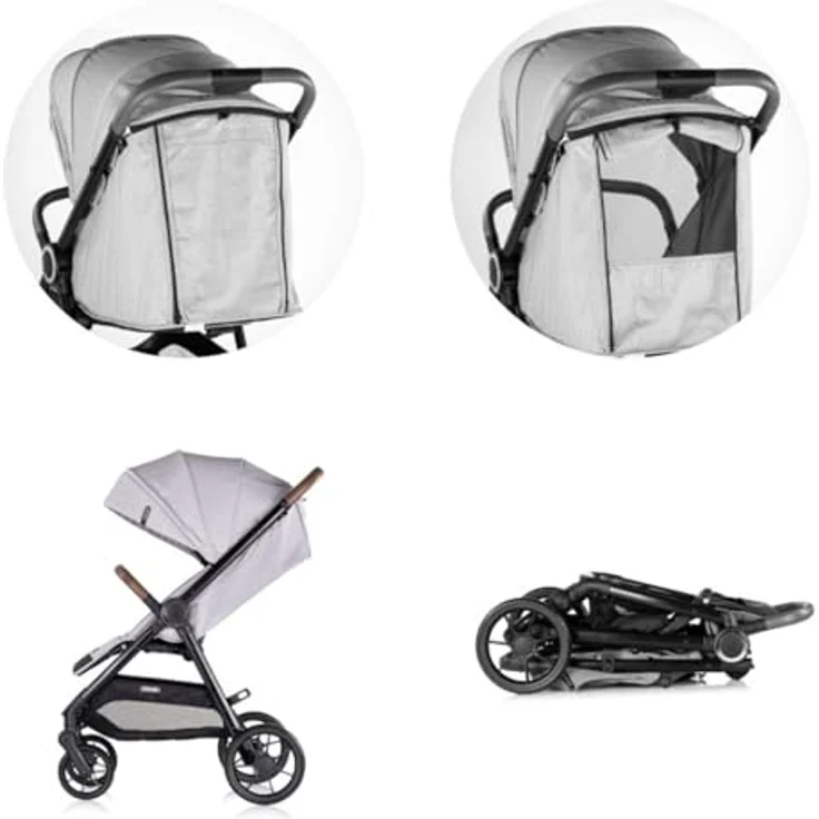 Chipolino Kinderwagen Ultera Buggy klappbar Korb Federung Hinterradbremse Gurt, grau – Bild 4