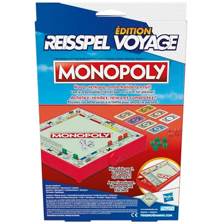 Hasbro Monopoly Reisespiel, Belgische Edition, kompaktes Brettspiel für 2-4 Spieler, ideal für unterwegs – Bild 5