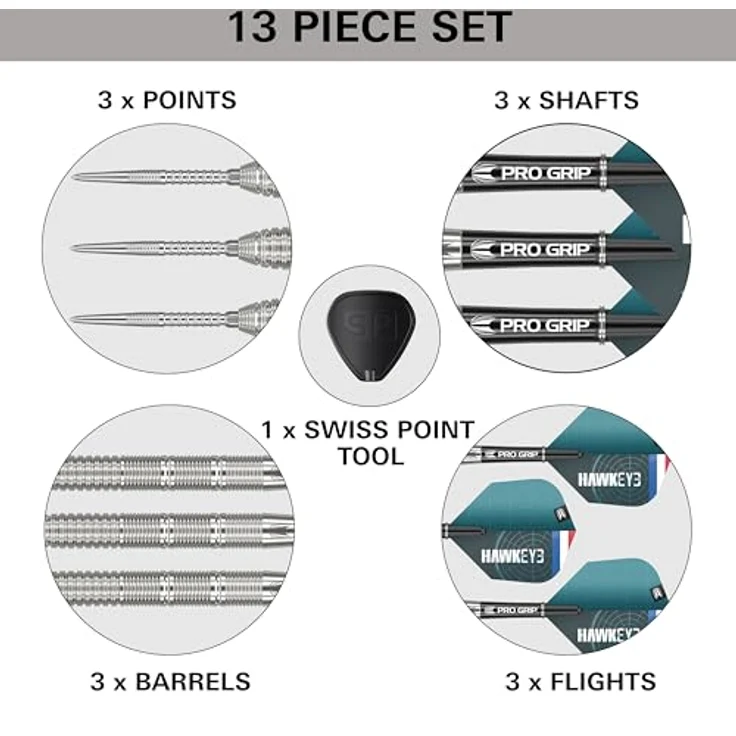 Target Darts Kevin Doets Gen 1 Steeldarts, 90% Tungsten, 23G, inklusive Swiss Fire Points und Pro Grip Schäften, Profi Dart Set – Bild 5